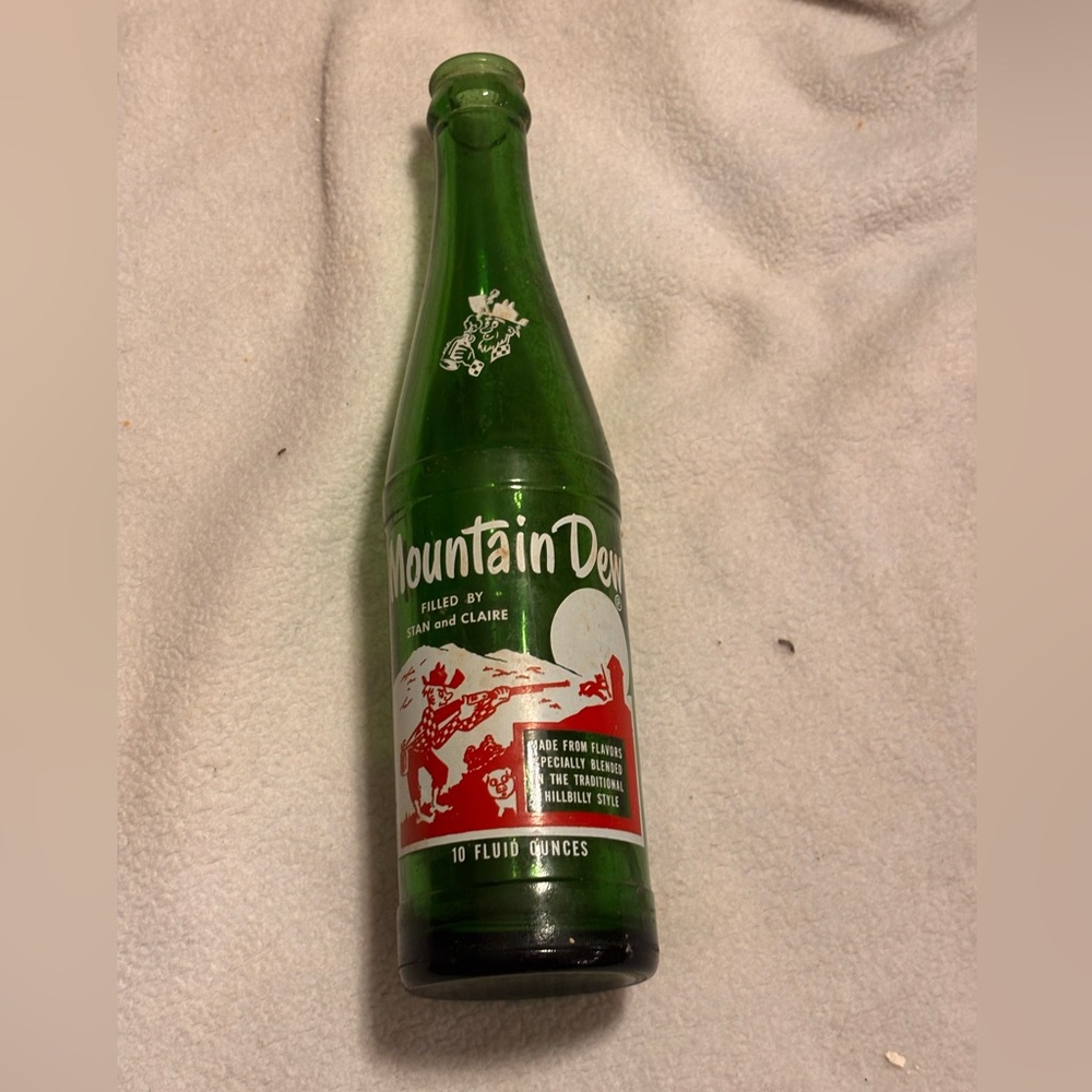 Vintage Green Mountain Dew Glass Bottle
